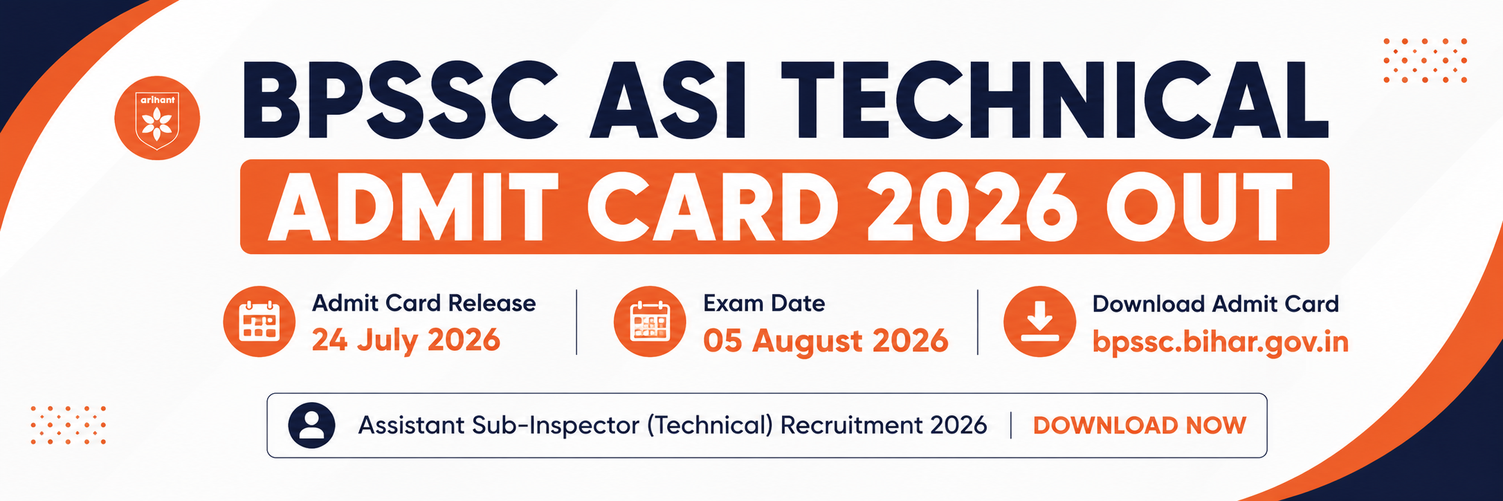 Bihar Police BPSSC ASI Technical Admit Card 2026