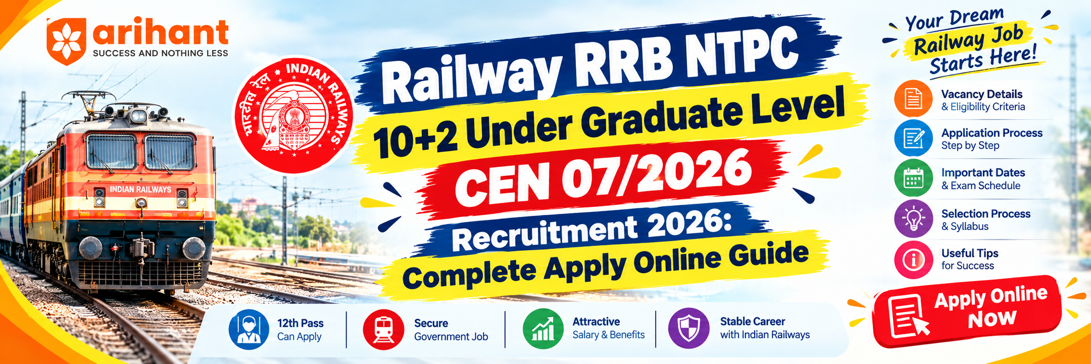 RRB NTPC UG CEN 07/2026 Recruitment 2026 - 1688 Posts