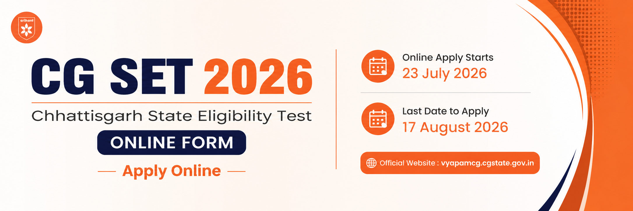 Chhattisgarh State Eligibility Test (CG SET) Online Form 2026: Apply Online