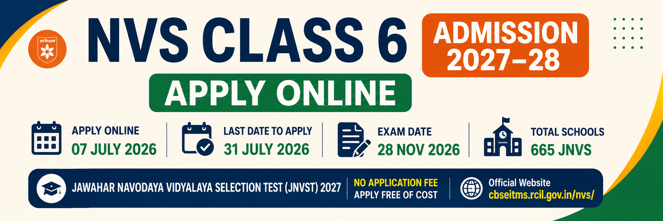 NVS Class 6 Admission Form 2027-28 – Apply Online