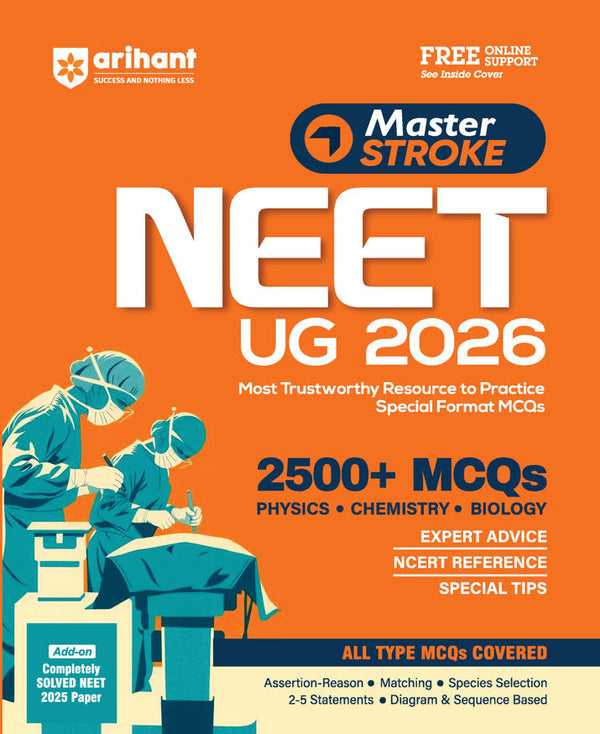 Master Stroke NEET UG 2026 | 2500+ MCQs (Physics, Chemistry, Biology) | With Solved NEET 2025 Paper, NCERT Reference & Expert Tips
