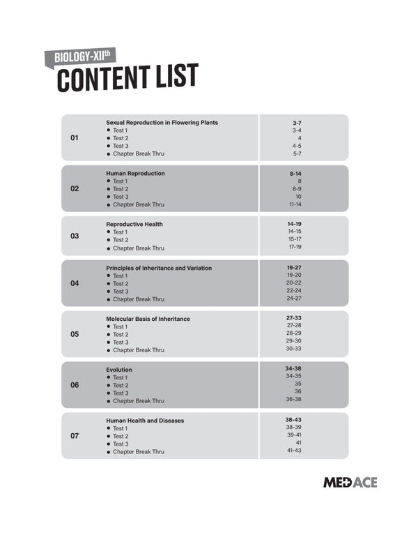 MED ACE NEET (UG) Self Assessment Kit Biology - XIIth