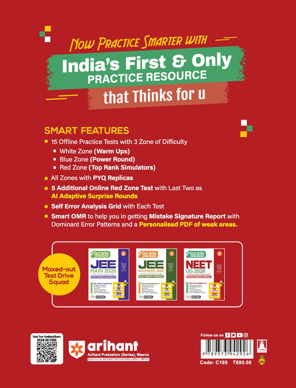 NEET (UG) 2026 Test Drive  20 Tests, 16 Booklets & 3600 Questions | Physics, Chemistry & Biology | AI-Adaptive Practice with Error Analysis, Smart OMR, Real-Time PYQs (Online) & Revision PDF | Based on Latest NTA Pattern