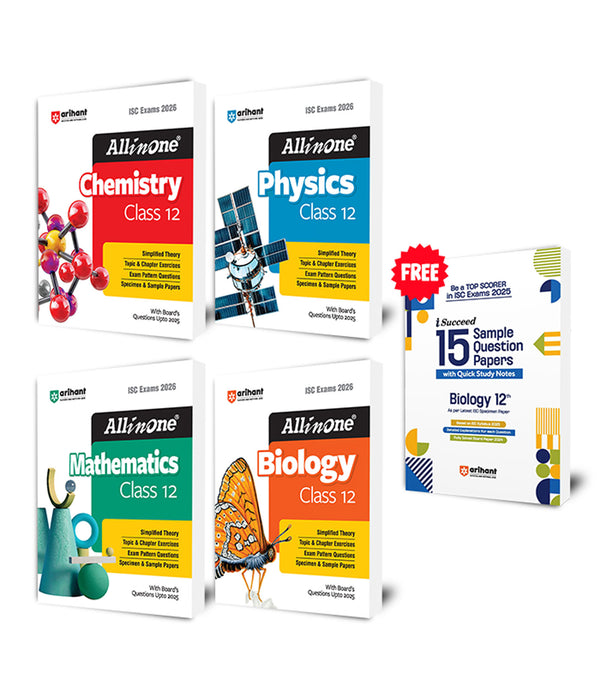 Combo of ISC All in One Class 12th | Physics, Chemistry, Mathematics & Biology | With Free Biology I-Succeed Sample Paper