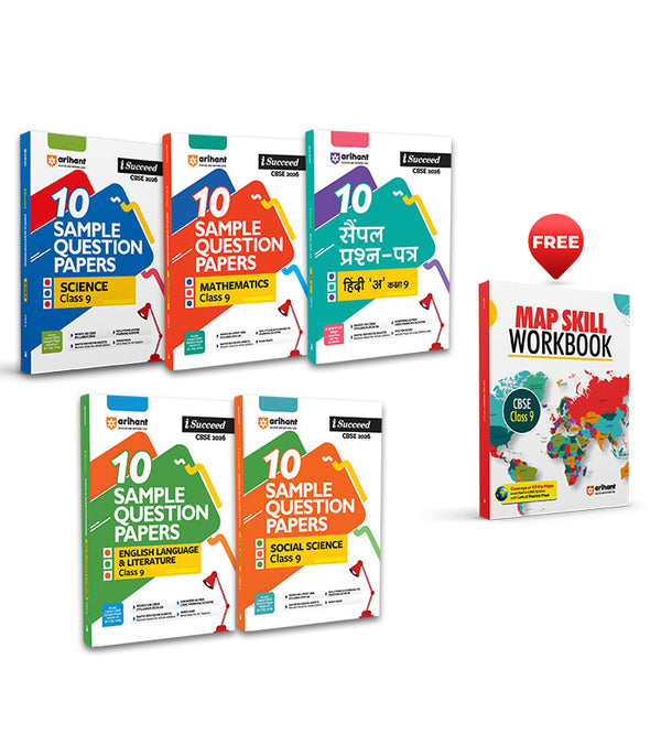 Combo of CBSE i-Succeed Sample Question Papers for Class 9th | Science, Social Science, Mathematics, English Language, Hindi-A | With Free Map Skill Workbook | English Medium