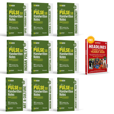 Combo of Pulse 3.0 Hand Written Notes Geography, Art & Culture, Modern Indian History, Ancient & Medieval India, Environment & Eco., Indian Polity, Indian Eco., Sci. & Tech, UPSC Through Maps | With Free Headline Current Affairs 2026 | English Medium