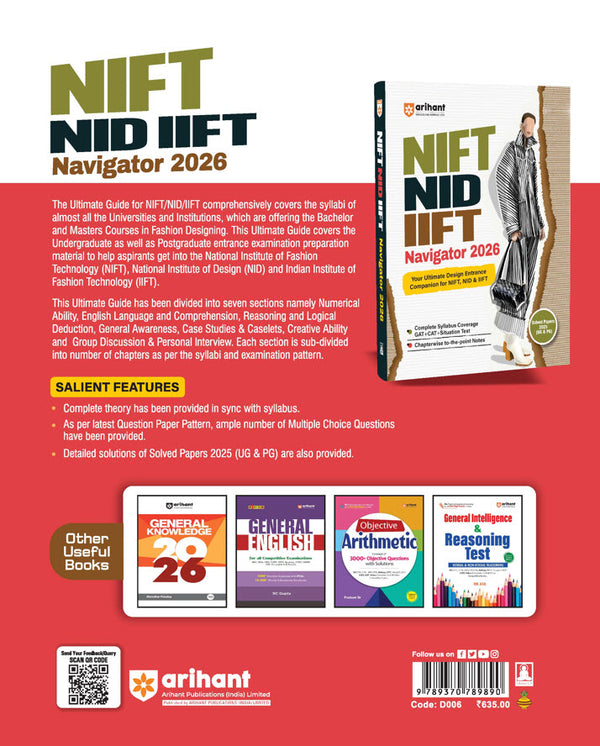 NIFT/ NID/ IIFT Exam 2026 (Navigator) | Chapterwise to-the-point Notes, Solved Papers 2025 (UG & PG)