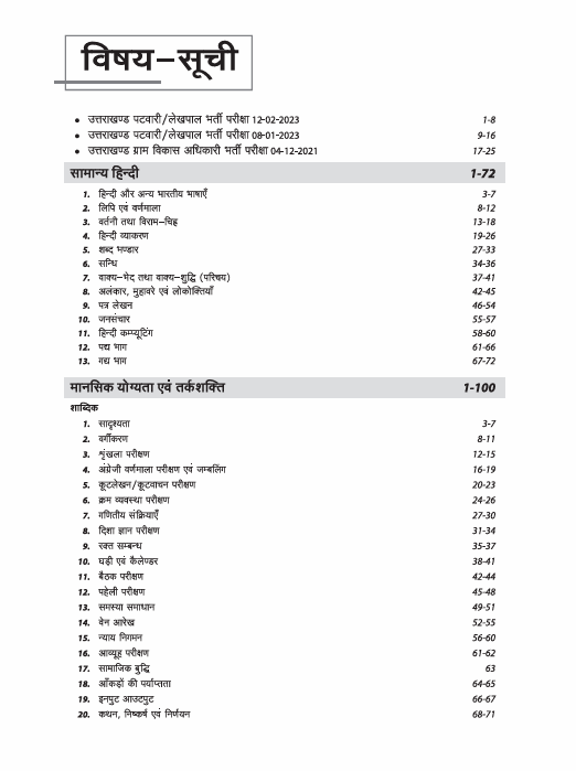 Uttarakhand Samuh "G" (Graduate Level) Exam | Revenue Sub Inspector, Lekhpal & Patwari, Gram Vikas Adhikari & Other Posts | Exam Notes | Hindi Medium
