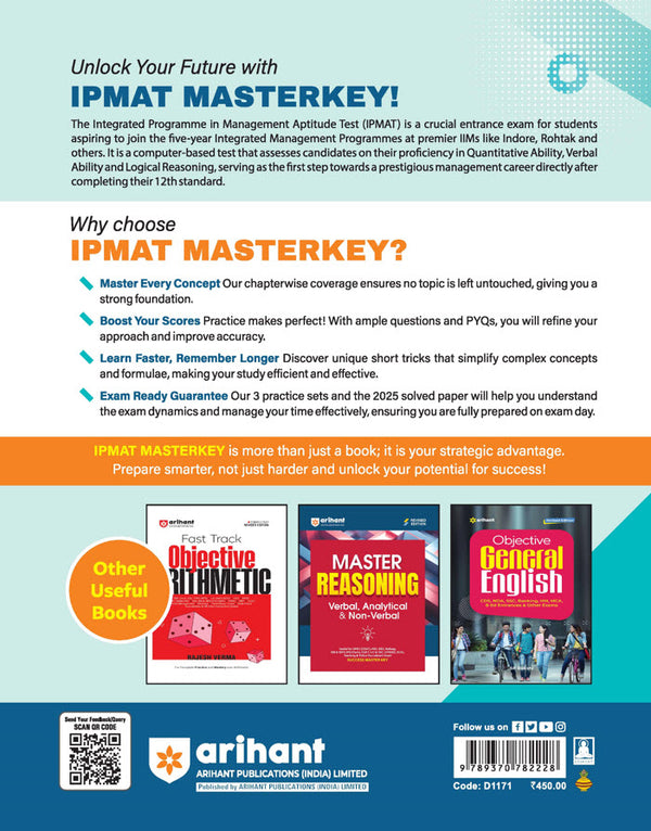 IPMAT 2026 | Masterkey for IIM Integrated Programme Aptitude Test | Complete Coverage of Syllabus, Chapterwise Theory & MCQs, Latest Pattern Practice sets & IPMT Solved Paper 2025