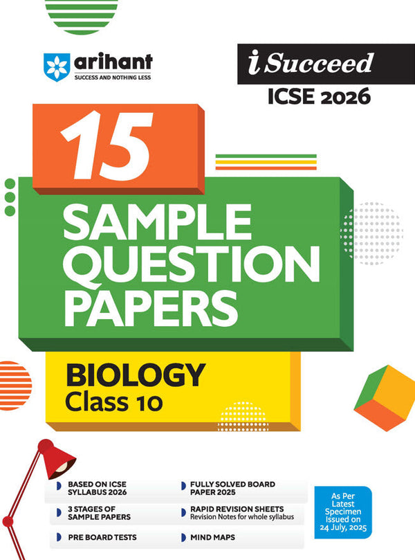 i-Succeed CBSE 2026 — Class 10 Biology | 15 Sample Question Papers | Rapid Revision Sheets | 3 Stages of Sample Papers | Fully Solved Board Paper 2025 | Based on Latest CBSE Sample Paper