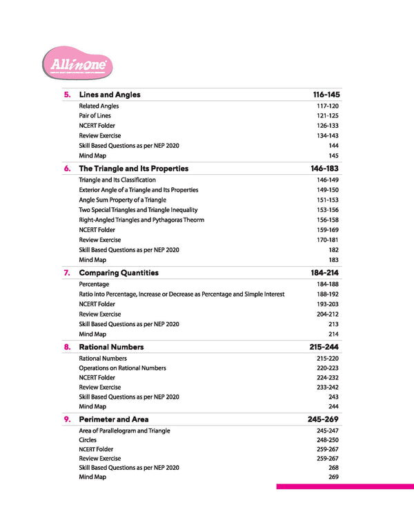 CBSE All in One Mathematics Class 7 Exam 2025-26 | Sample Question Papers, Mind Map & Competency Based Questions | Based on Latest NCERT