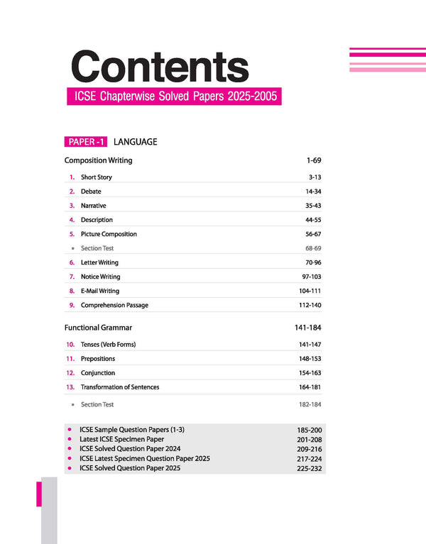 ICSE English Language (Paper-1) Class 10th | 21 Years Chapterwise Topicwise Question Bank (2025 - 2005)