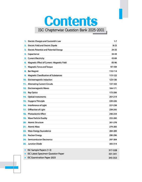 ISC Physics Class 12th | 25 Years Chapterwise Topicwise Question Bank (2025 - 2001)