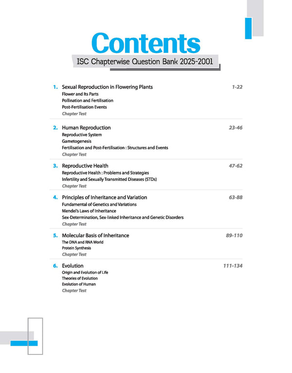 ISC Biology Class 12th | 25 Years Chapterwise Topicwise Question Bank (2025 - 2001)