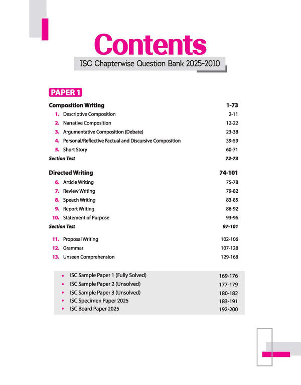 ISC English Language (Paper-1) Class 12th | 16 Years Chapterwise Topicwise Question Bank (2025 - 2005)