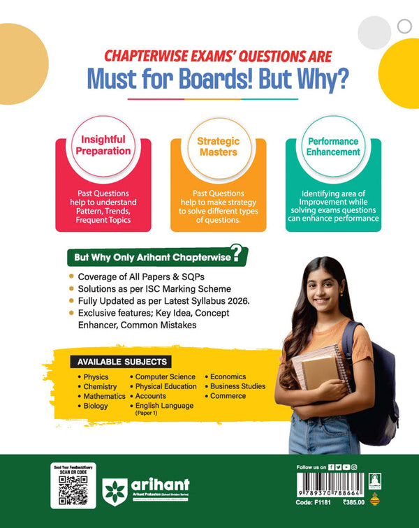 ISC Computer Science Class 12 Exam 2026 | 21 Years (2025-2005) Chapterwise, Topicwise Question Bank | Key Idea, Concept Enhancer with 3 Sample Question Papers