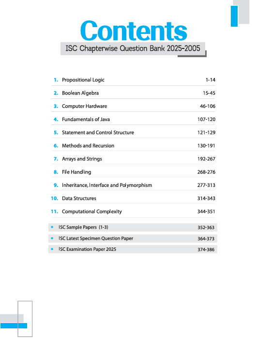 ISC Computer Science Class 12 Exam 2026 | 21 Years (2025-2005) Chapterwise, Topicwise Question Bank | Key Idea, Concept Enhancer with 3 Sample Question Papers