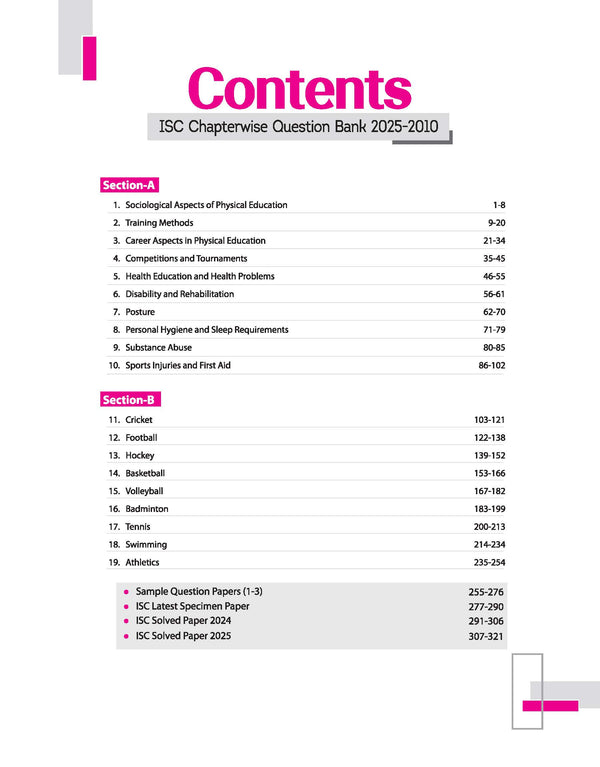 ISC Physical Eduaction Class 12th | 16 Years Chapterwise Topicwise Question Bank (2025 - 2001)