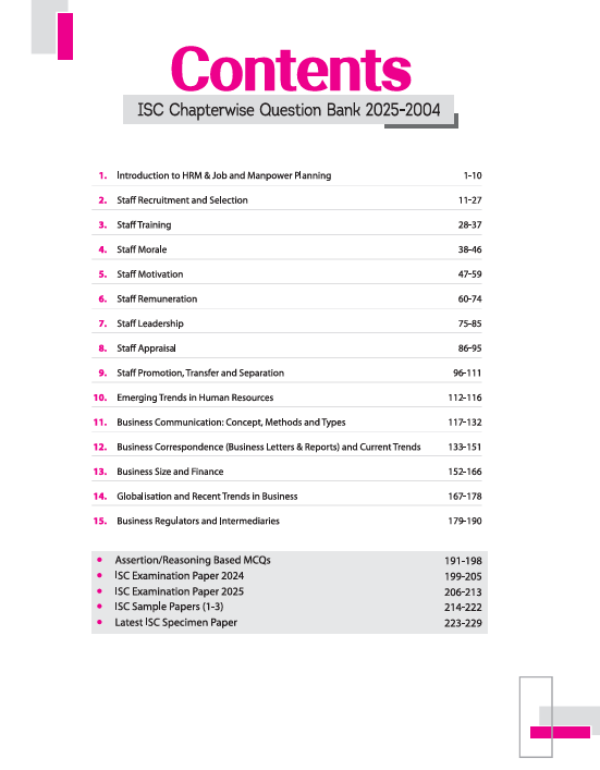 ISC Business Studies Class 12 Exam | 22 Years (2005-2004) Chapterwise Question Bank | Value Points, Concept Enhancer | 3 Sample Question Papers
