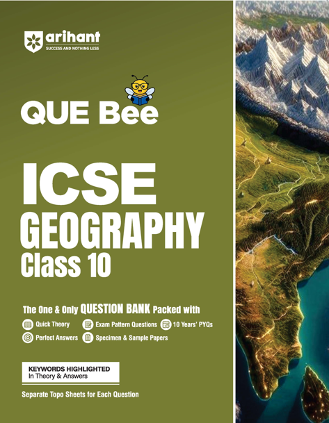 Combo of ICSE QUE Bee Class 10th Exam 2026 | Computer Application, English Lit, Geography. Hindi, History & Civics, English (9 &  10)| With Free Map Skill Social Sciene Class 10th
