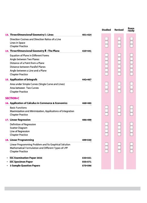 ISC All In One Mathematics Class 12 Exam 2026 | Topic & Chapter Exercises, Exam Pattern Questions, Specimen & Sample Papers With Board's Questions Upto 2025