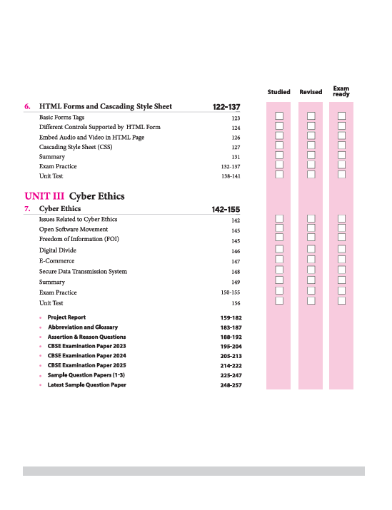 CBSE All in One Computer Applications Class 10 Exam 2025-26 | Practice Exercise, Sample Papers & Board Papers, HTML Codes, MCQs, A-R, Fil-ups