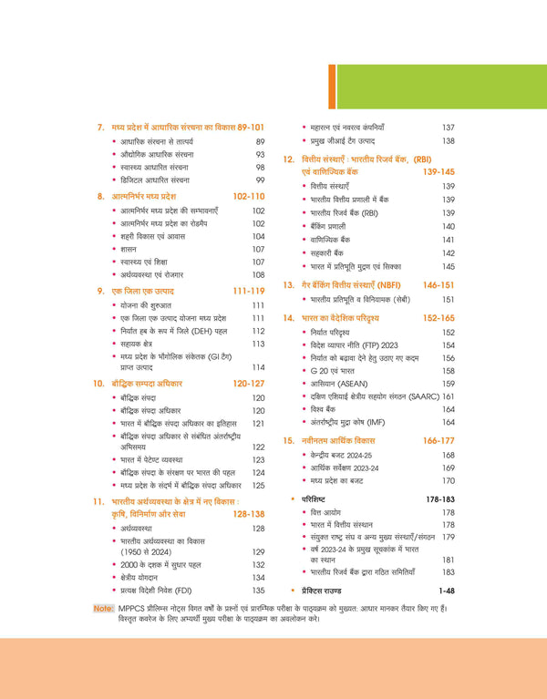 MPPSC Prelims Handwritten Notes | Unit 6 : Economy of India and Madhya Pradesh | Hindi Medium