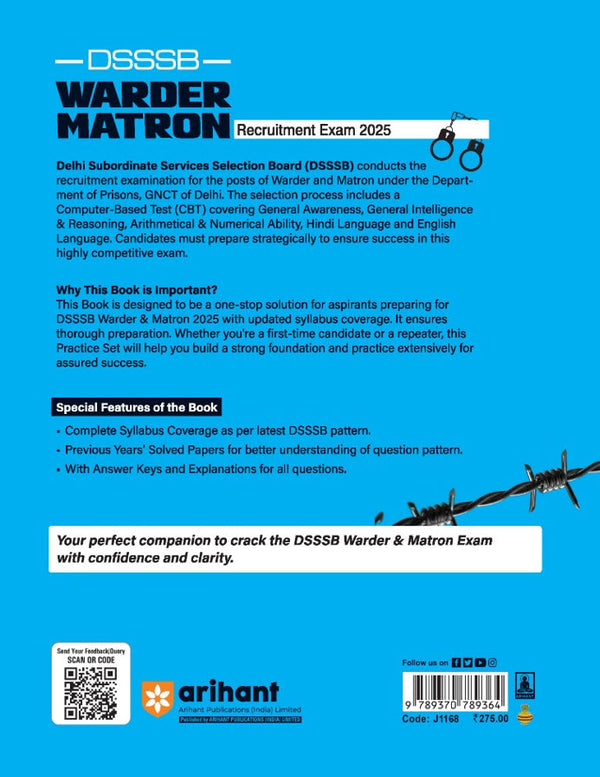 DSSSB Warder Matron Recruitment Exam 2025 | 10 Practice Sets +5 Solved Papers with Detailed Solutions