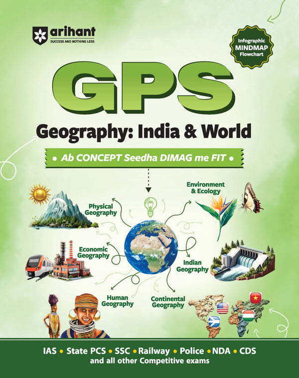 GPS Indian Geography: India and World | with Infographics Mindmaps & Flowcharts | for UPSC, IAS, PCS, SSC, Railway, NDA, CDS &  Other Competitive Exams | Hindi Medium