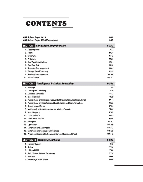 Face to Face MAT Entrance Exam | Years Chapterwise Solved Papers (2025-2000) | English Medium