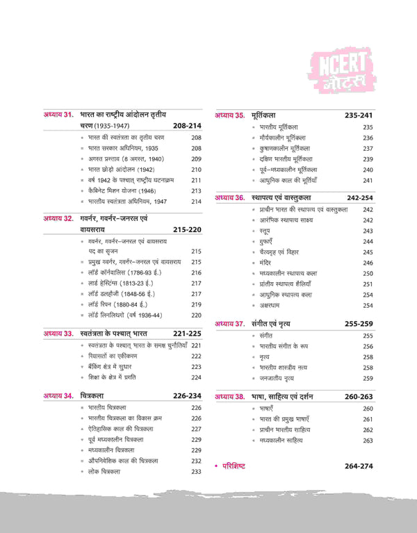 NCERT Notes Indian History (Class 6-12) | 2nd Revised Edition | For UPSC and Other Competitive Exams | Hindi Medium