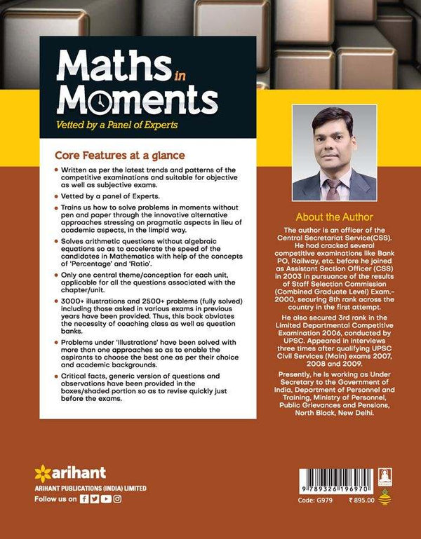 Maths in Moments (Vetted by a Panel of Experts) |A New Pattern Comprehensive Textbook of Quantative Aptitude | English Medium
