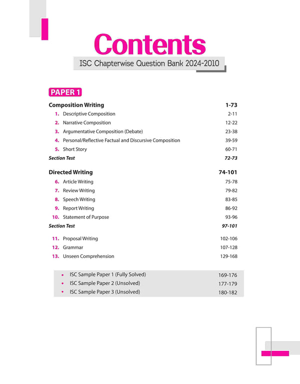 ISC English Language (Paper - 1 ) Class 12th |15 Years Chapterwise Topicwise Question Bank (2024 -2010)