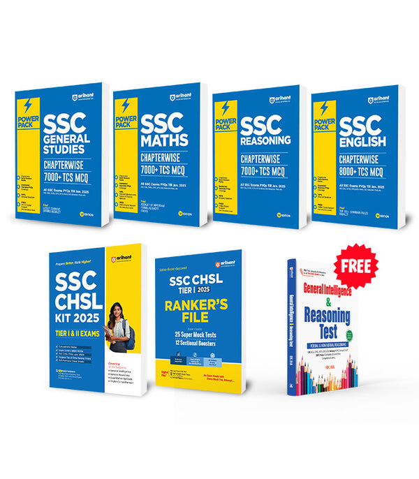 Combo of SSC Power Pack & CHSL 2025 | SSC Power Pack (English, Reasoning,Mathematics & General Studies) + SSC CHSL Study Guide & Practice Sets |  With free General Intelligence & Reasoning Test | English Medium
