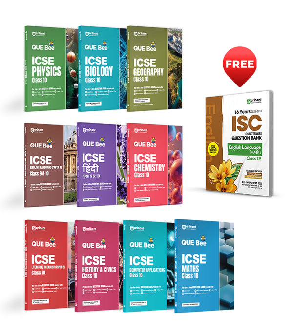 Combo of ICSE QUE Bee Class 10th Exam 2026| Bio, Chemistry, Computer Application, English Lang, Geography. Hindi, History & Civics, Maths, Physics & English| With Free ISC English Language (Paper-1) Class 12th