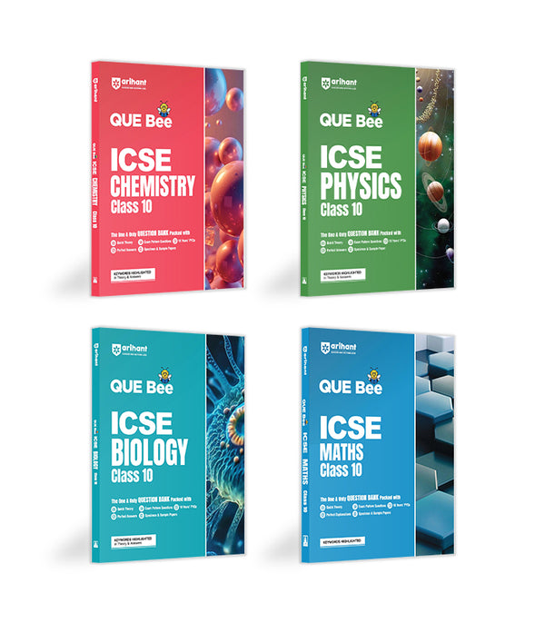 Combo of ICSE QUE Bee Class 10th Exam 2026| Physics, Chemistry, Maths & Biology | English Medium