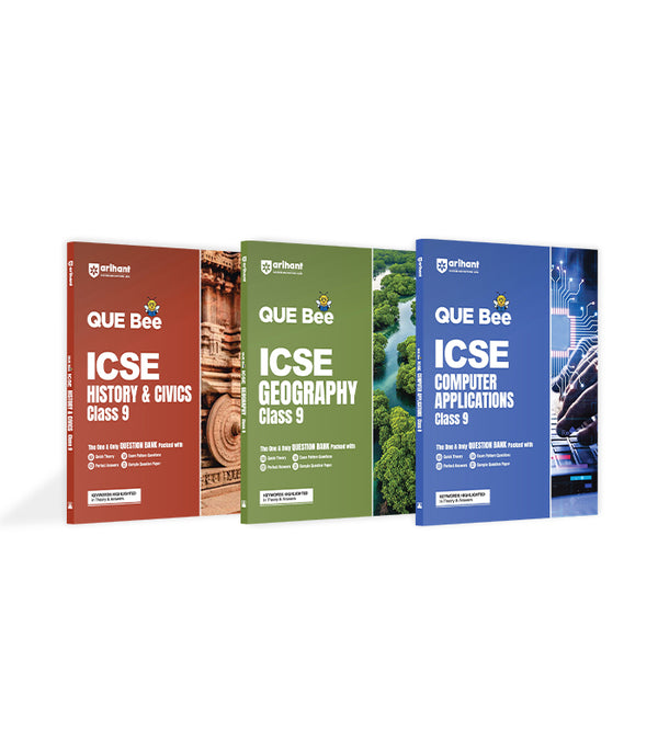 Combo of ICSE QUE Bee Class 9th Exam 2026| Geography, Computer Application, History & Civics | English Medium