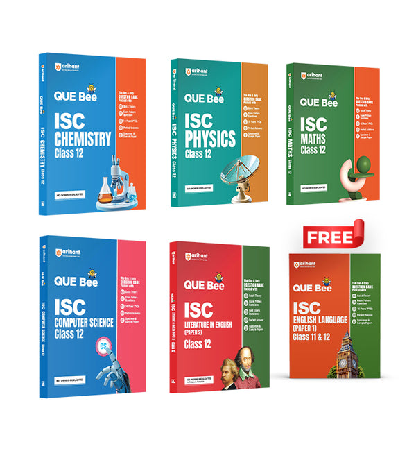Combo of ISC QUE Bee Class 12th Exam 2026 | Physics, Chemistry, Maths, English Lit & Computer Sciecne | With Free ISC QUE Bee English Lang. (Paper-1) Class 11 & 12
