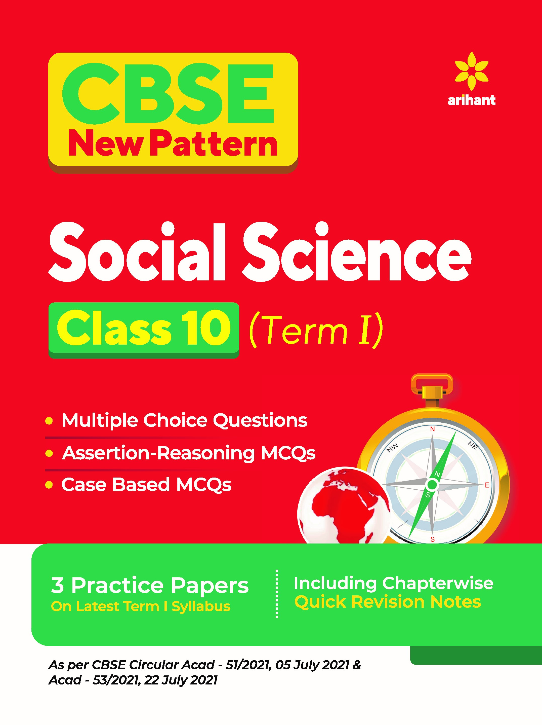 CBSE New Pattern Social Science Class 10 for 2021-22 Exam (MCQs based book for Term 1)