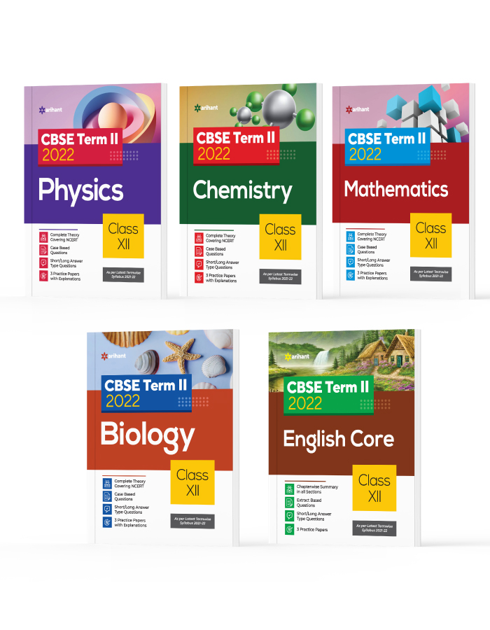 CBSE New Pattern Physics ,Chemistry, Mathematics, Biology & English Core Class 12 for 2022 Exam (MCQs based book for Term 2) (Set of 5 Books)