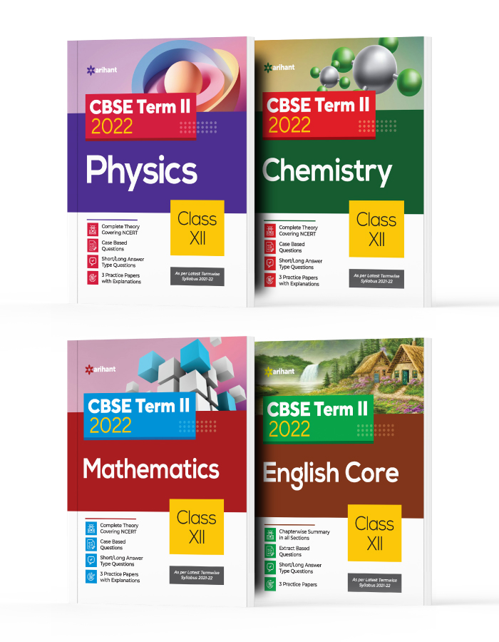 CBSE New Pattern Physics ,Chemistry, Mathematics & English Core Class 12 for 2022 Exam (MCQs based book for Term 2) (Set of 4 Books)