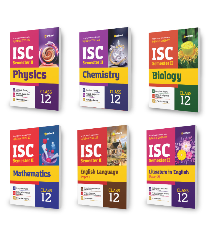 ISC Physics , Chemistry, Biology , Mathematics , English Language (Paper 1) & Literature in English (Paper 2)  Semester 2 Class 12 for 2022 Exam (Set of 6 Books)