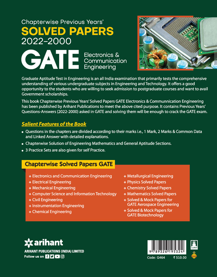 GATE Chapterwise Previous Years' Solved Papers (2022-2000)  Electronics & Communication Engineering