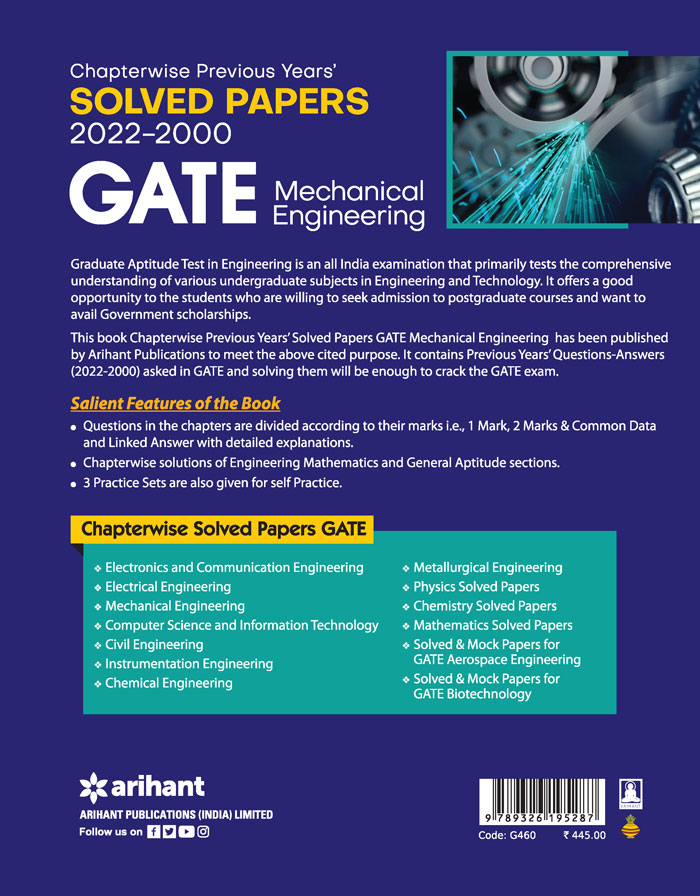 GATE Chapterwise Previous Years' Solved Papers (2022-2000)   Mechanical Engineering
