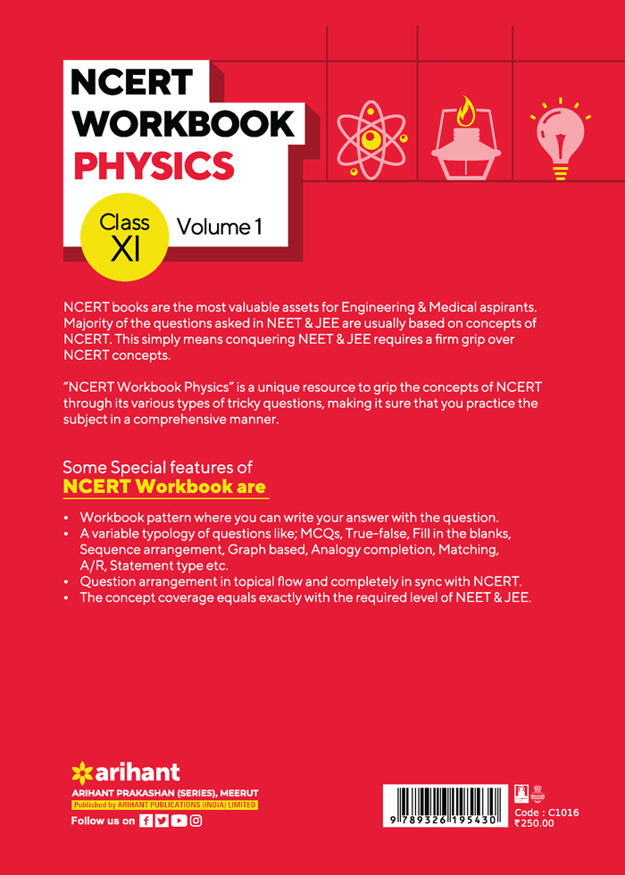 NCERT Workbook Physics Class XI Volume 1
