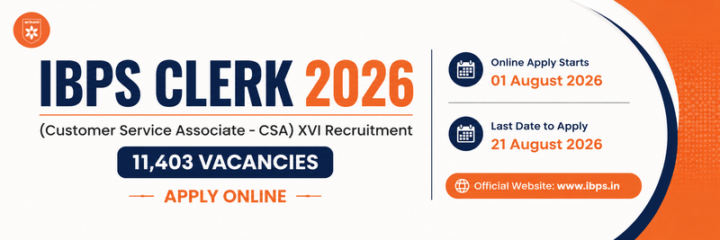 IBPS Clerk (CSA) 16th Recruitment 2026 Apply Online