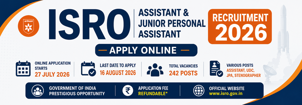 ISRO Assistant Junior Personal Assistant Recruitment 2026: Apply Online