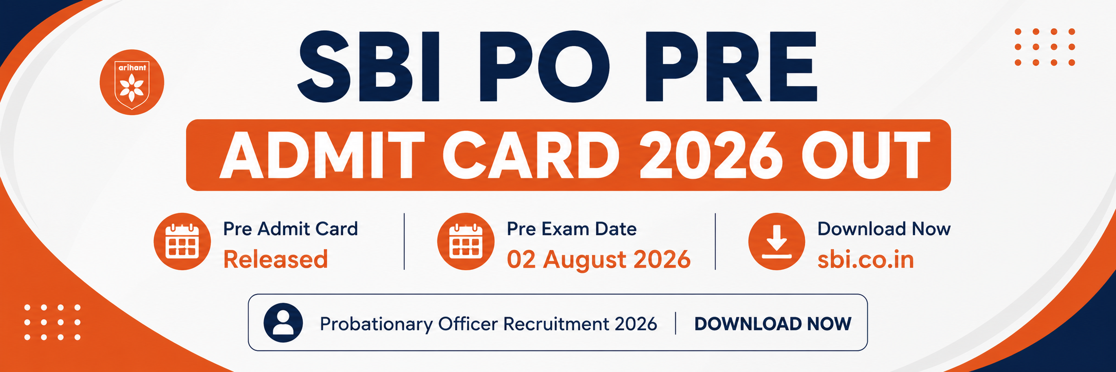 SBI PO Pre Admit Card 2026 Out