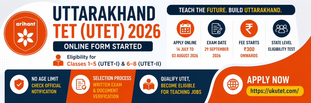 Uttarakhand TET (UTET) Online Form 2026