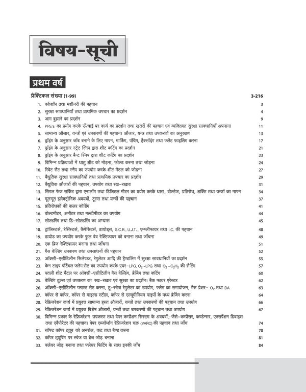 NSQF RAC practical book table of contents Hindi medium